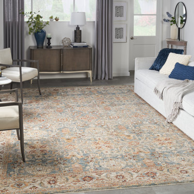 Tapis bleu à bordure Sahar