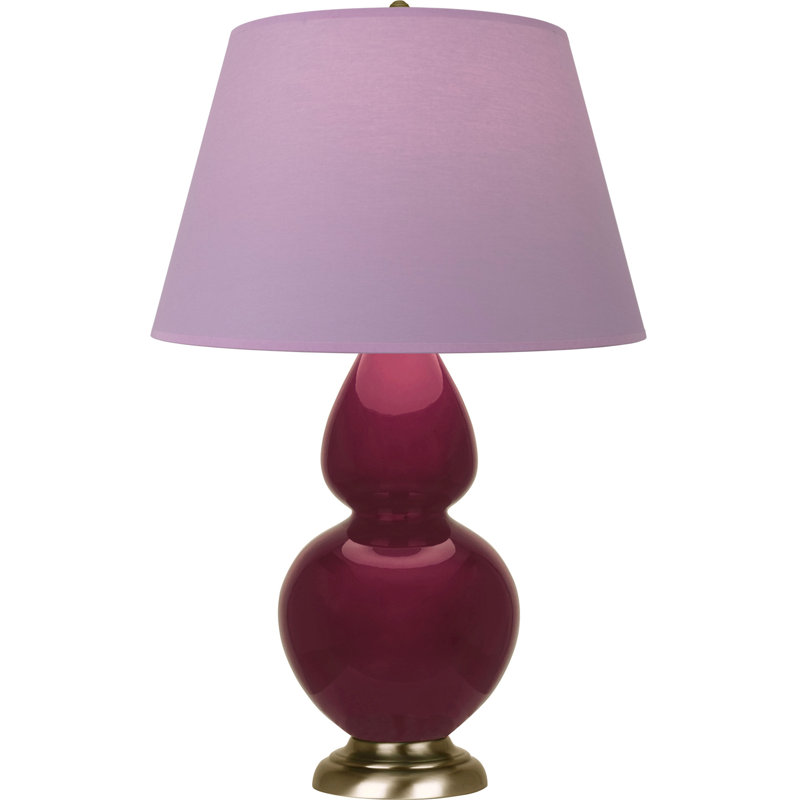 Lampe de table double gourde en céramique, Lavande / prune, Sucre prune glacé, Laiton