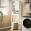 Armoire de rangement au-dessus de la toilette, économiseur d'espace de salle de bain avec portes à volets et tablettes réglables, conception anti-déversement, H 66,22 po x L 27,09 po x P 7,8 po, blanc.