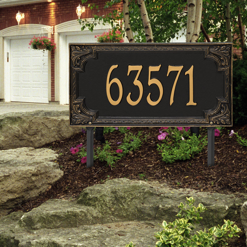 Plaque d'adresse sur 1 ligne Signature Series, Noir, Or, Oui