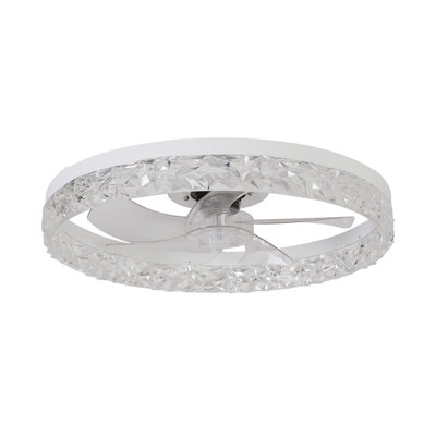 Modern Acrylic Ceiling Fan Light with Remote Control, Dimmable LED Chandelier, 6-Speed Adjustable, Quiet Motor, Flush Mount Design for Living Room, Bedroom, Dining Room