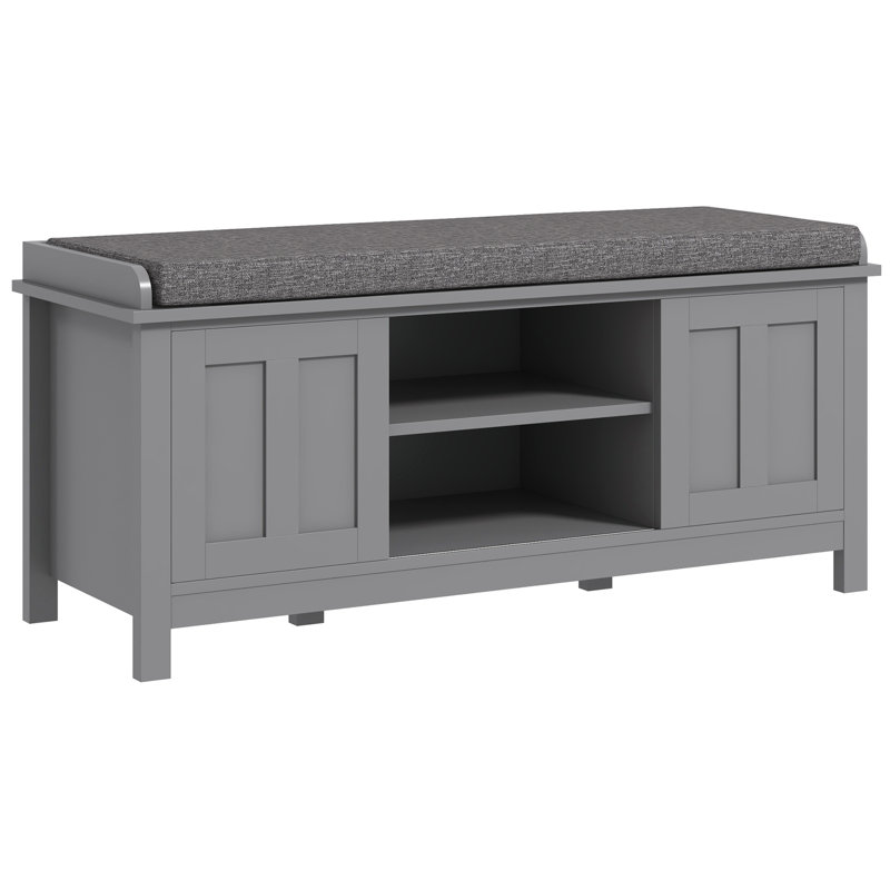 10 Pair Shoe Storage Bench, Gray