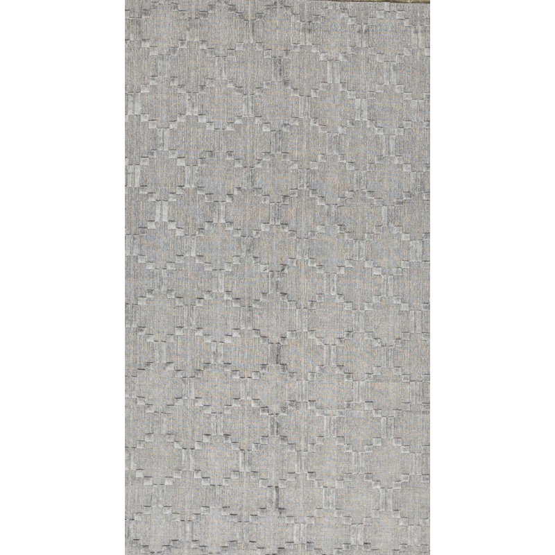 Cotton Geometric Area Rug in Silver