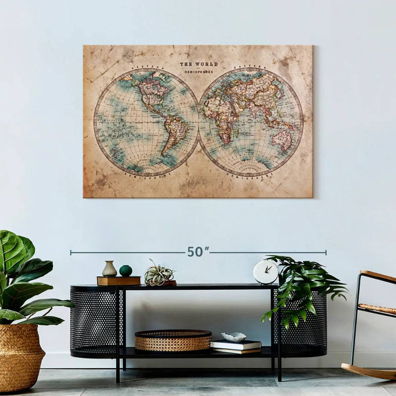 Hemisphere Map Canvas Print, 30" H x 45" W x 1.25" D