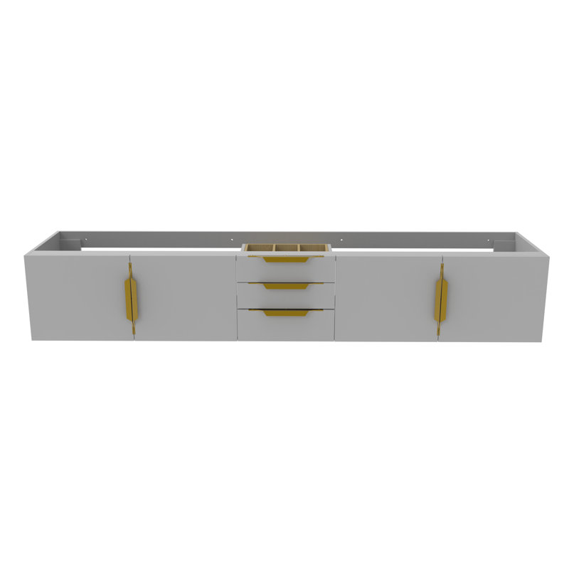  Base de meuble-lavabo double 84 po Alpine, Gris/doré