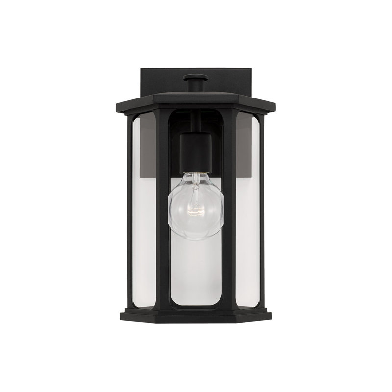 Black and Clear Glass Outdoor Wall Lantern