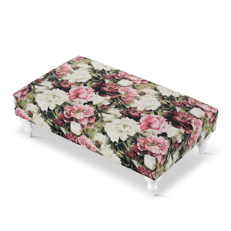 Ajus 100cm Wide Velvet Rectangle Floral Cocktail Ottoman