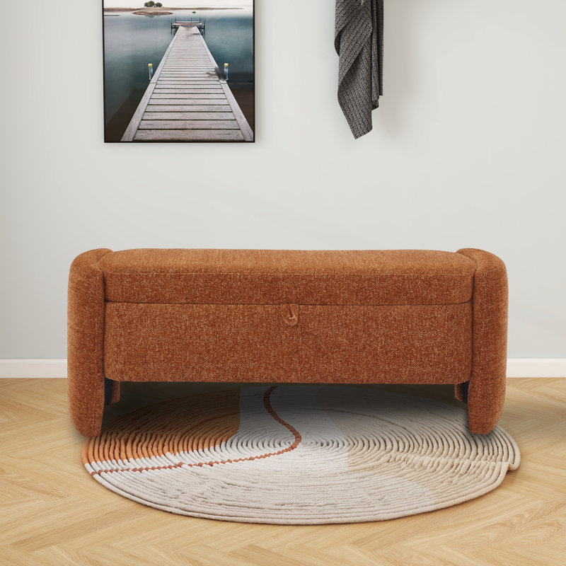 Banc de rangement rembourré 100% polyester Battifora, Orange