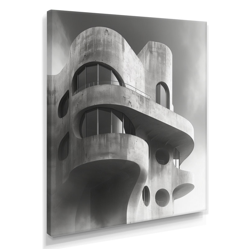 Gris, forteresse d'avenir II - Fortress, art mural, salon, Toile tendue, H 40 po x l 30 po x P 1,5 po