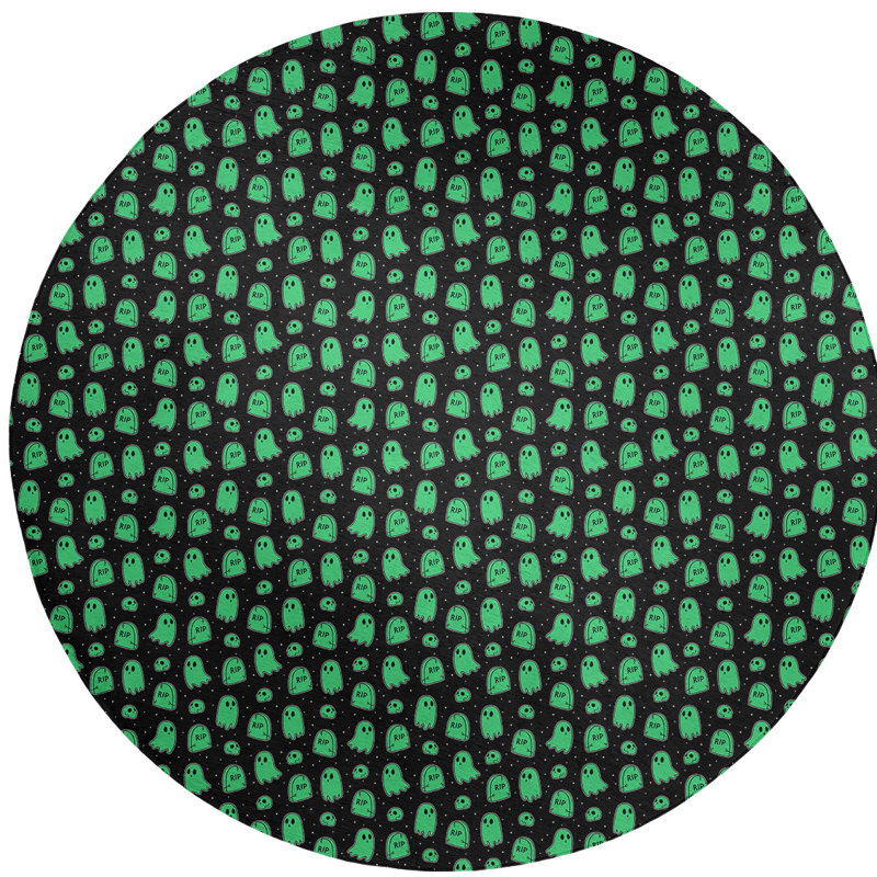 Tapis noir/vert léger ghosts, Rond 5 pi