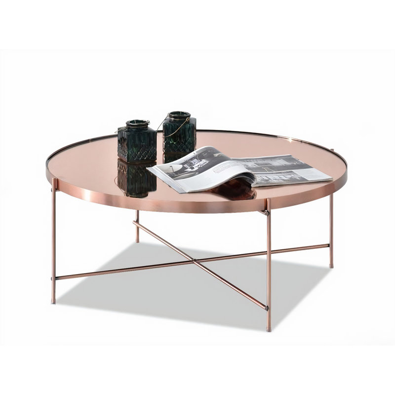 Appling Four Leg Coffee Table, 33" H x 85" W x 85"D, Copper/Copper