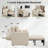 87''W 3-In-1 Convertible Sleeper Chair Bed, 3-Section Extra Length Adjustable Backrest  With 2 Cushions & Storage Bag-1712303260