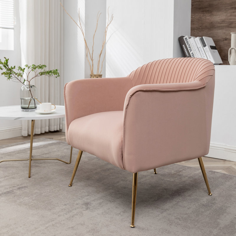 Raziye Velvet Barrel Chair, Rose