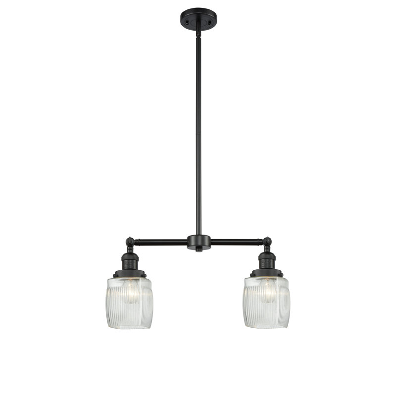 Luminaire suspendu linéaire à 2 lumières pour îlot de cuisine Mireya, Ampoule non incluse, Noir mat