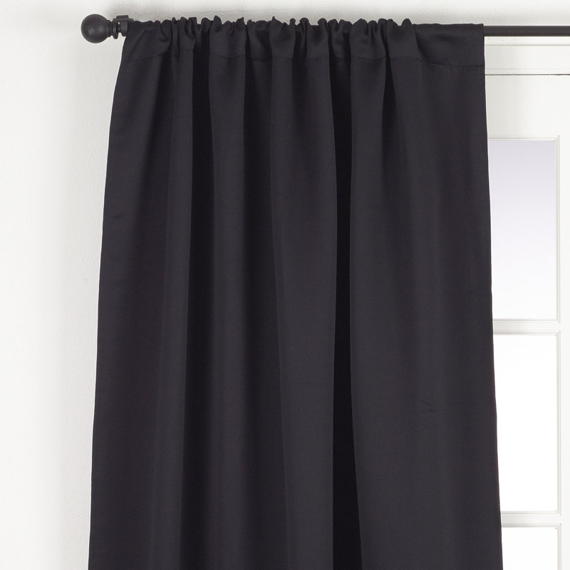 Cansler Blackout Curtain Single Panel, 54" W x 108" L, Black