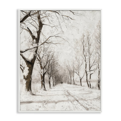 «Snowy Winter Lane», art de la giclée encadrée par lettré et doublé