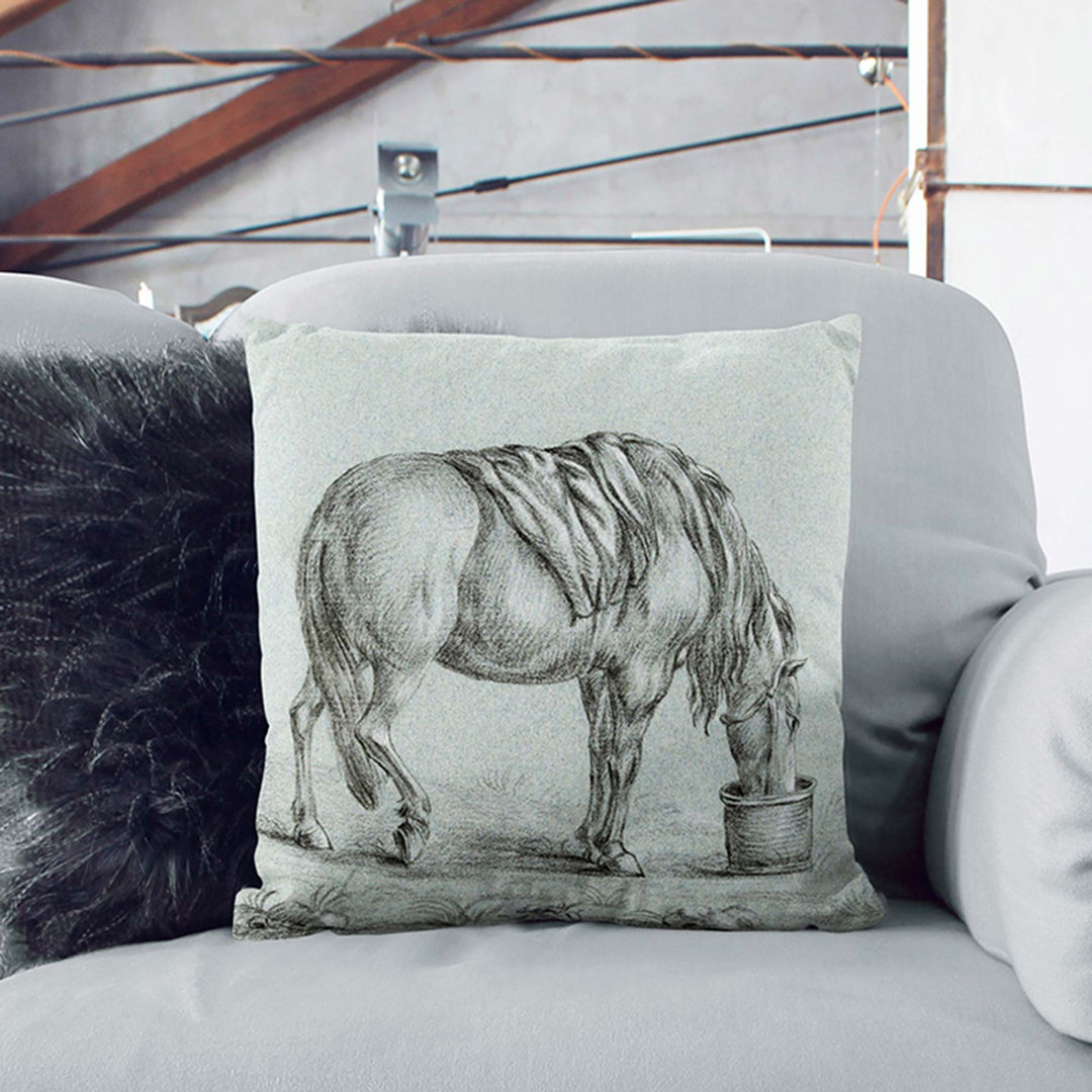 A Drinking Horse by Jean Bernard Cushion with Filling