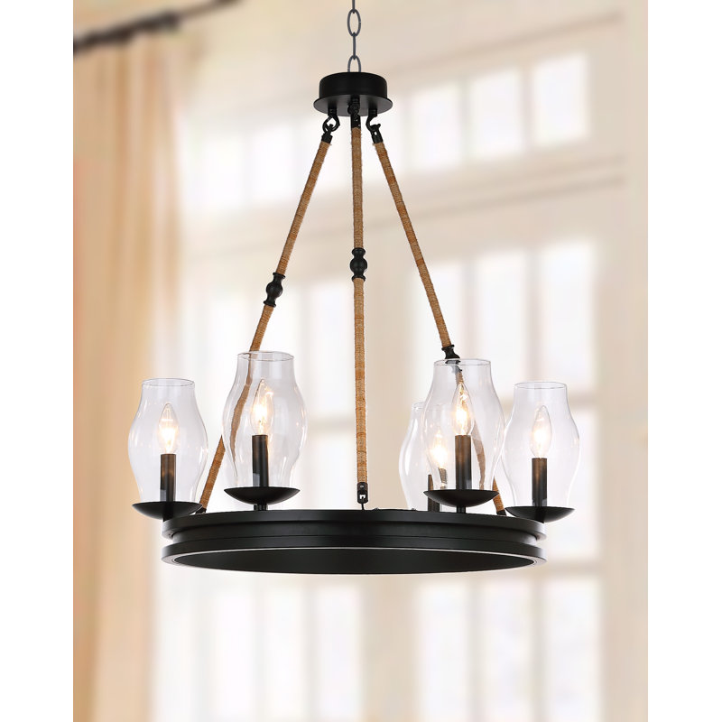Anannya 6 - Light Dimmable Wagon Wheel Chandelier