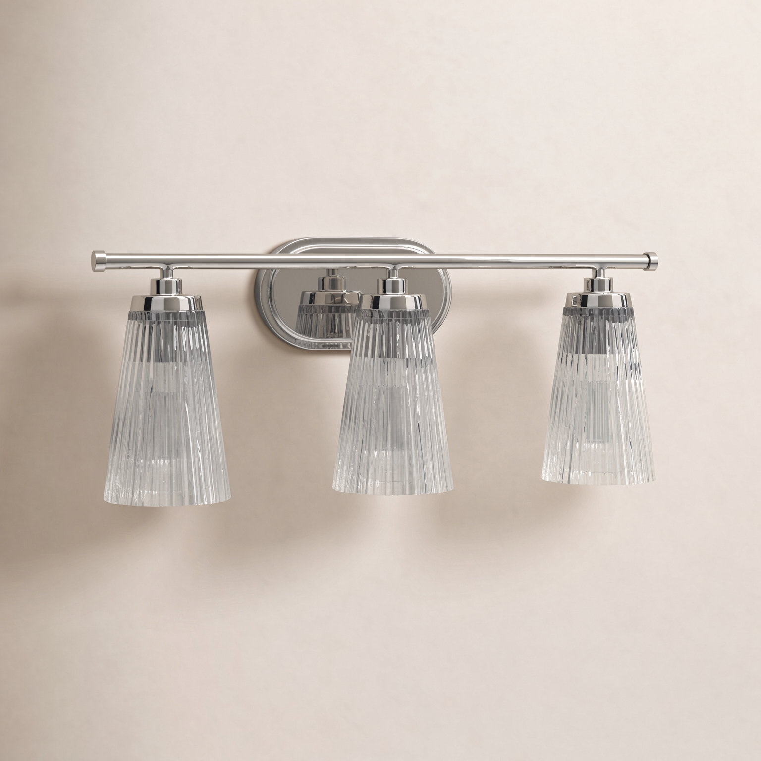 Jeanie Dimmable Vanity Light, Nickel, 10" H x 22" W x 22" D, 3 Lights