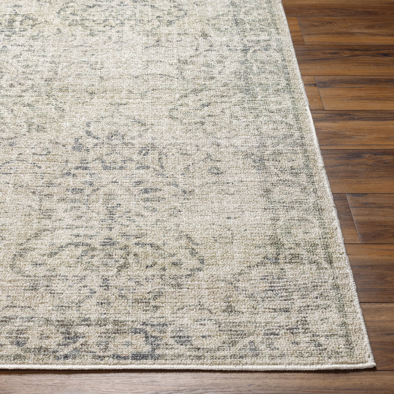 Goshay Sterling Grey Machine Washable Area Rug, Rectangle 2'8" x 4'