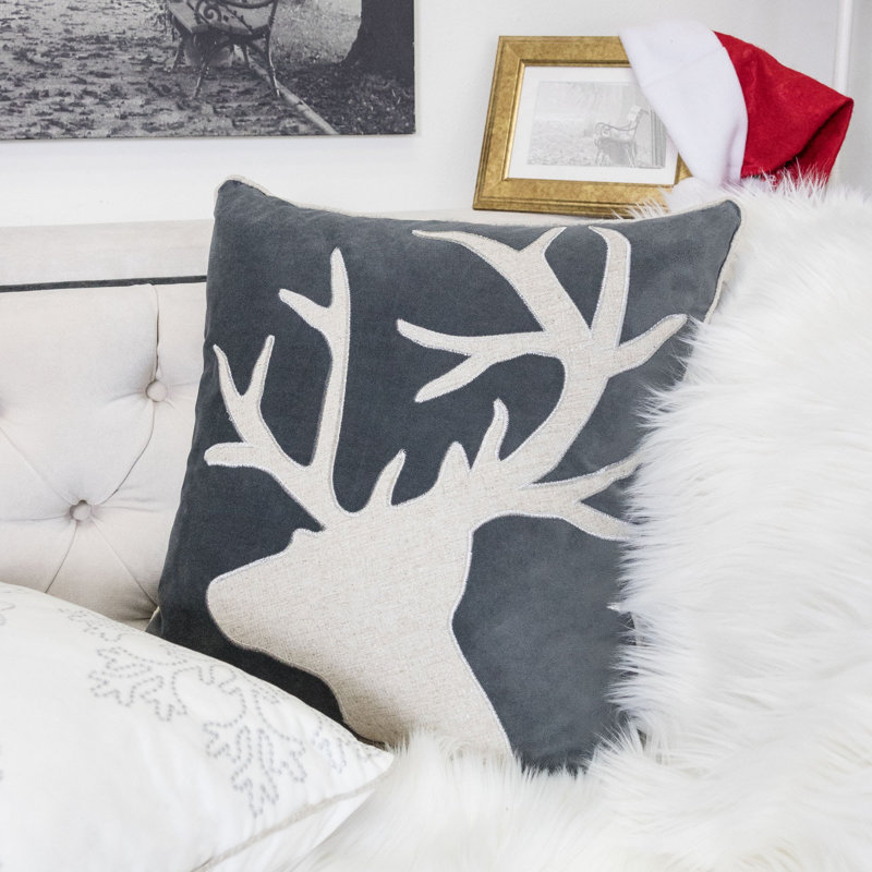 Halloween Themed Throw Pillow, Gray