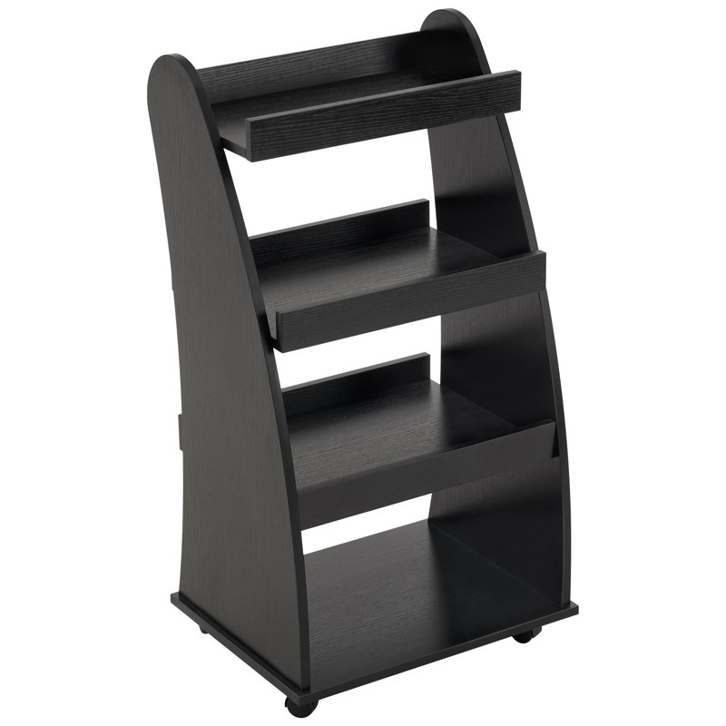 Salon Storage Trolley with Shelf and Wheels,Book Organizer, Black, Black