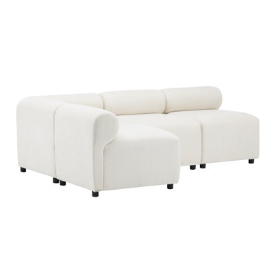 L Shaped 4 - Piece Combination , Beige Fabric, High Density Foam, Modern And Comfortable Design Oversized Sinuous Springs, Seating