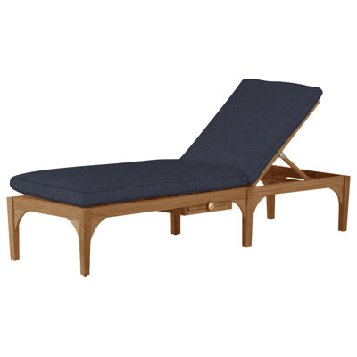 Club Teak 82.38" Long Reclining Single Chaise with Cushions