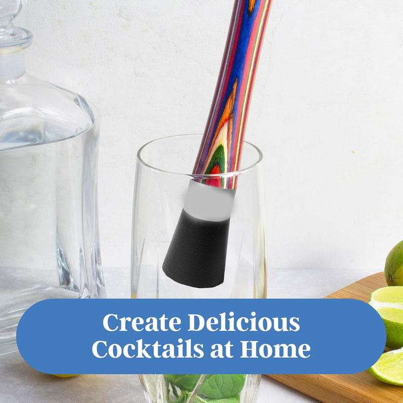 Wooden Handle Cocktail Muddler – Non-Scratch Bar Tool for Craft Drinks