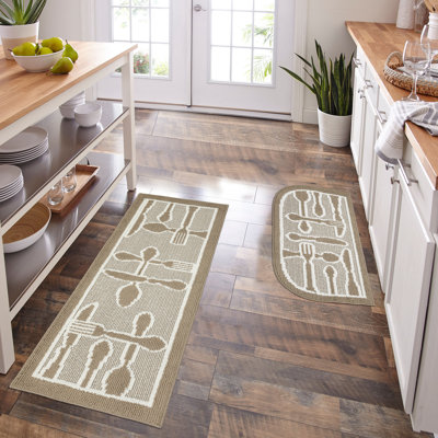Ogden Home Decor Tapis antidérapant en caoutchouc antidérapant ultra résistant à l'eau Tapis de tapis tissé durable Tapis de cuisine en jacquard intérieur