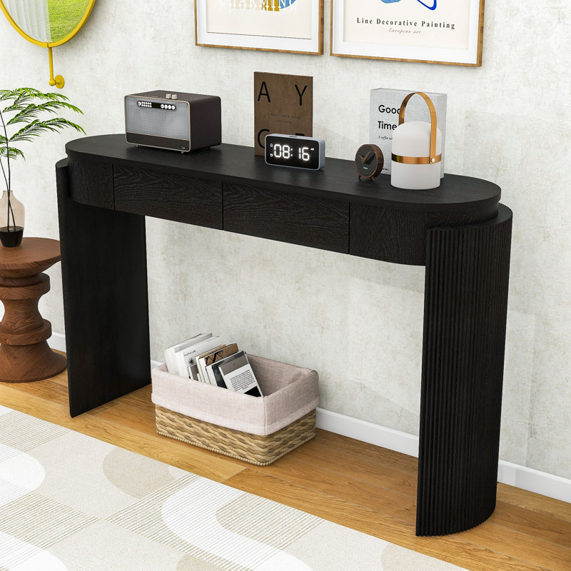 Console Table with Timeless Fluted Detailing and Practical Drawers, Black