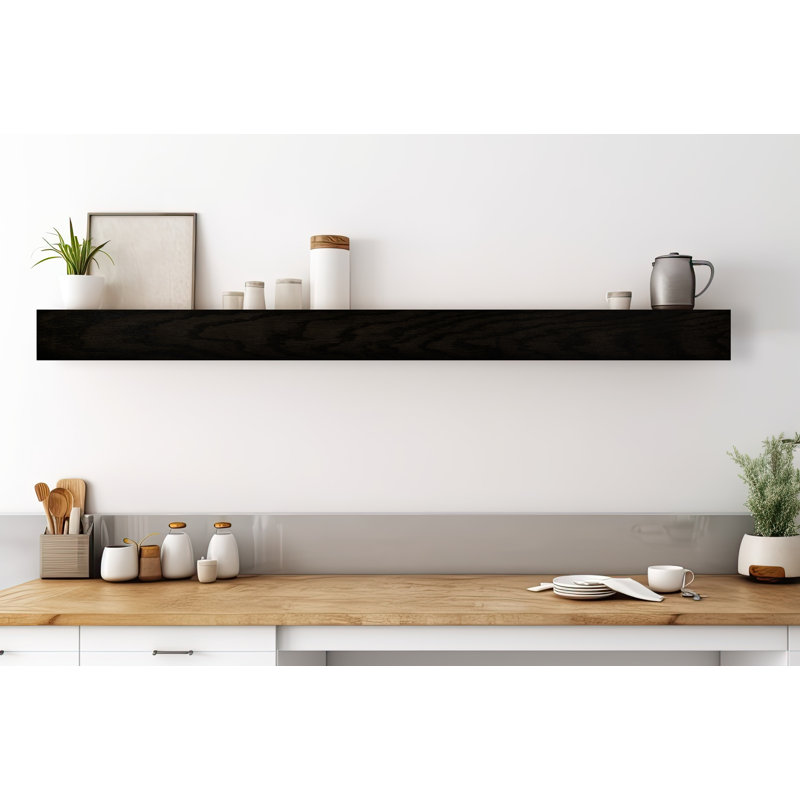 Krystallynn Oak Floating Shelf, Black, 6" H x 49" W x 8" D