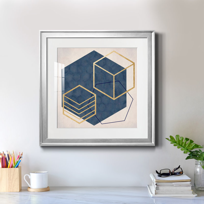 Geo II - cadre photo, Papier avec cadre argenté, H 22,5 po x l 22,5 po x P 1,5 po