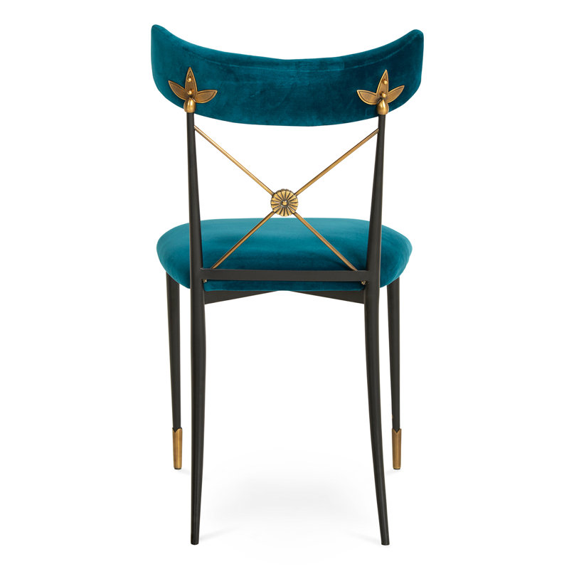 Rider Dining Chair, Rialto Peacock, Brass/Gold