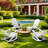 Outdoor Adirondack Chair with Footrest, 5-Position Adjustable Backrest and Retractable Ottoman, High-Back Patio Rocking Chair, Heavy-Duty HIPS Material with Wood-Grain Finish, 400 lbs Weight Capacity, White-1365718418