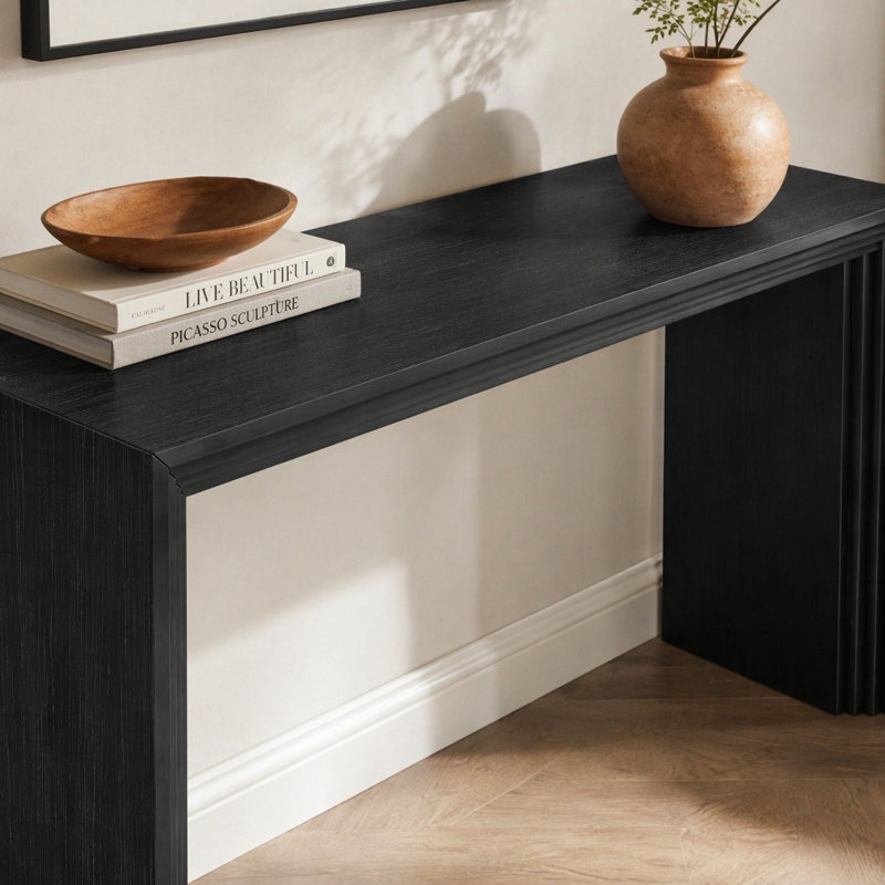 U_STYLE Console de style moderne en placage de bois massif de paulownia, convenant au vestibule, au salon ou à l'entrée.