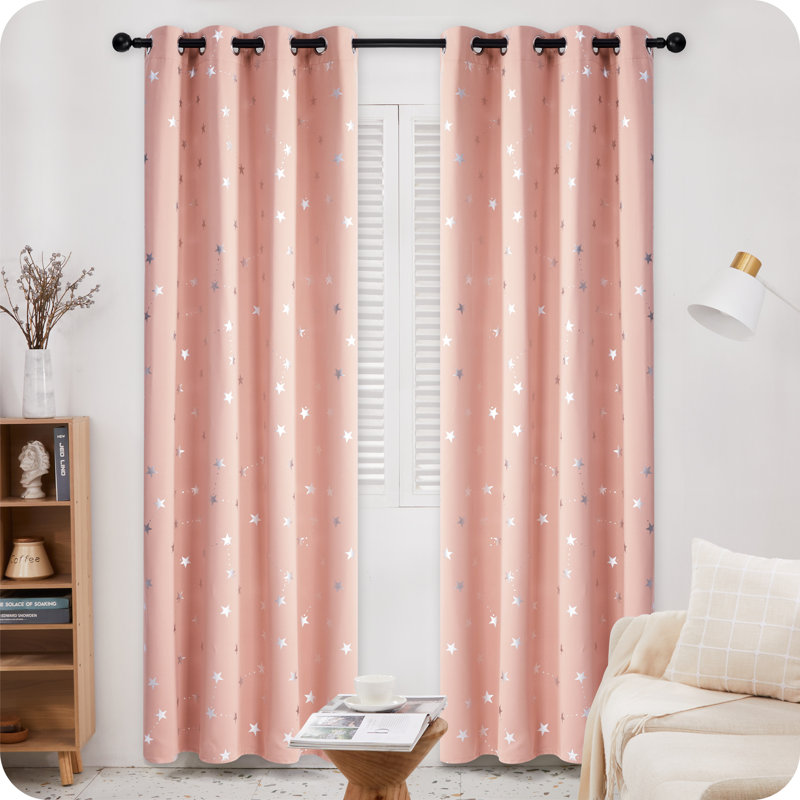 Raimah Blackout Curtain Pair, 46cm Width x 229cm Drop, Coral Pink