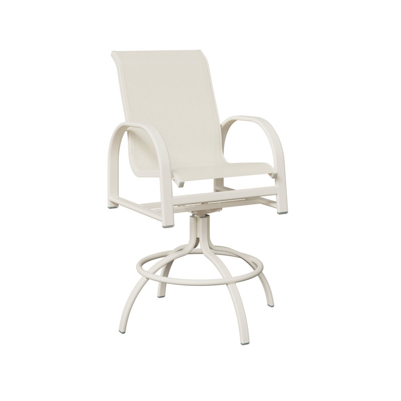 Chaise de bar pivotante en aluminium blanc mat Cazares avec toile blanche, Blanc, Blanc mat