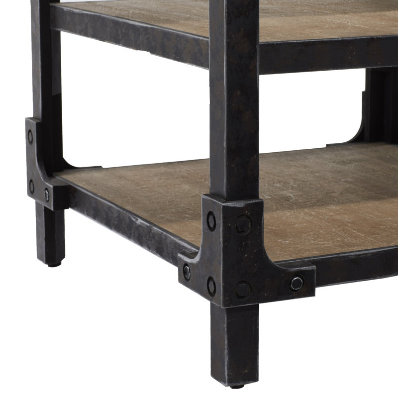 Table de bout en bois massif avec rangement Hochstetler