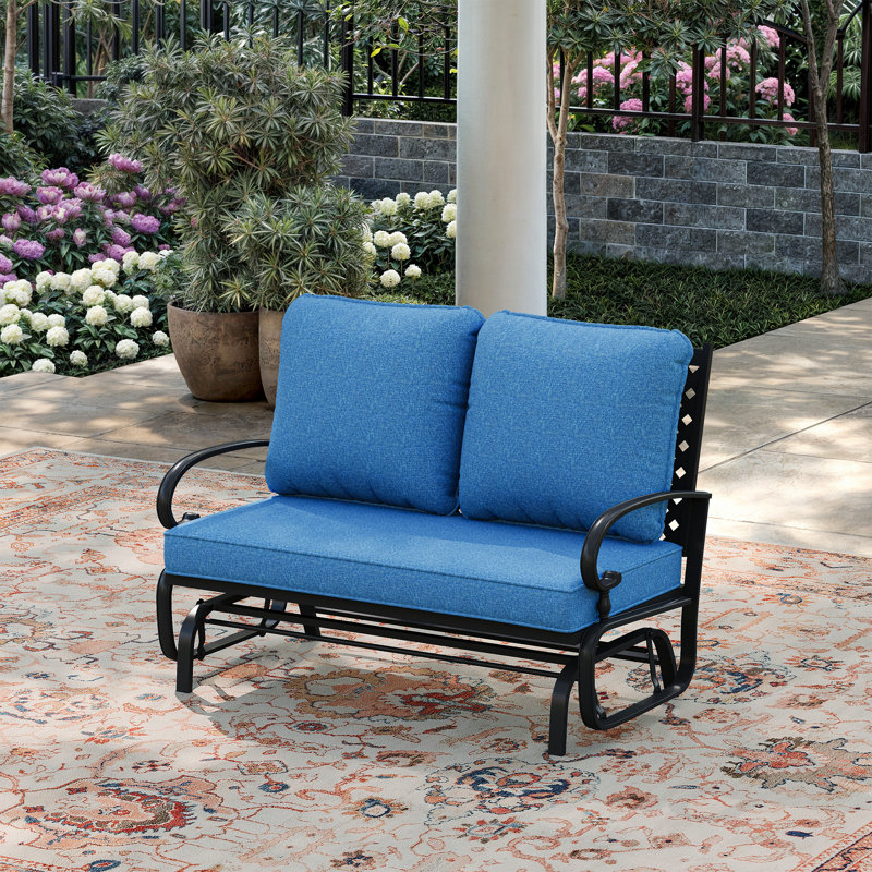 Fauteuil oscillant d'extérieur en métal Bular, Marine