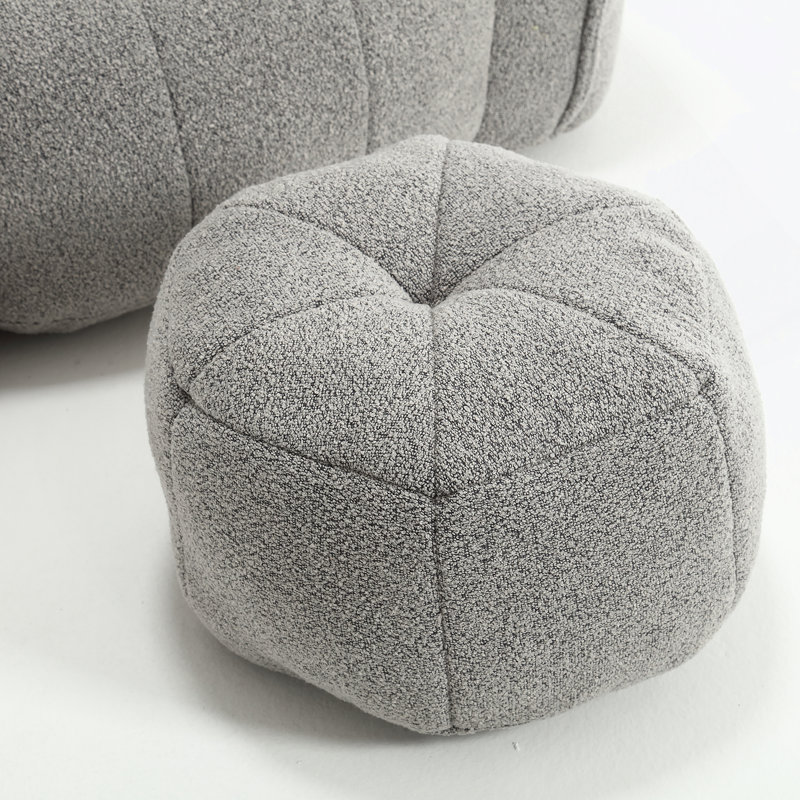 Sofas Upholstered Accent Chair with Ottoman, Gray Chenille, 23.23" H x 38.58" W x 31.5" D