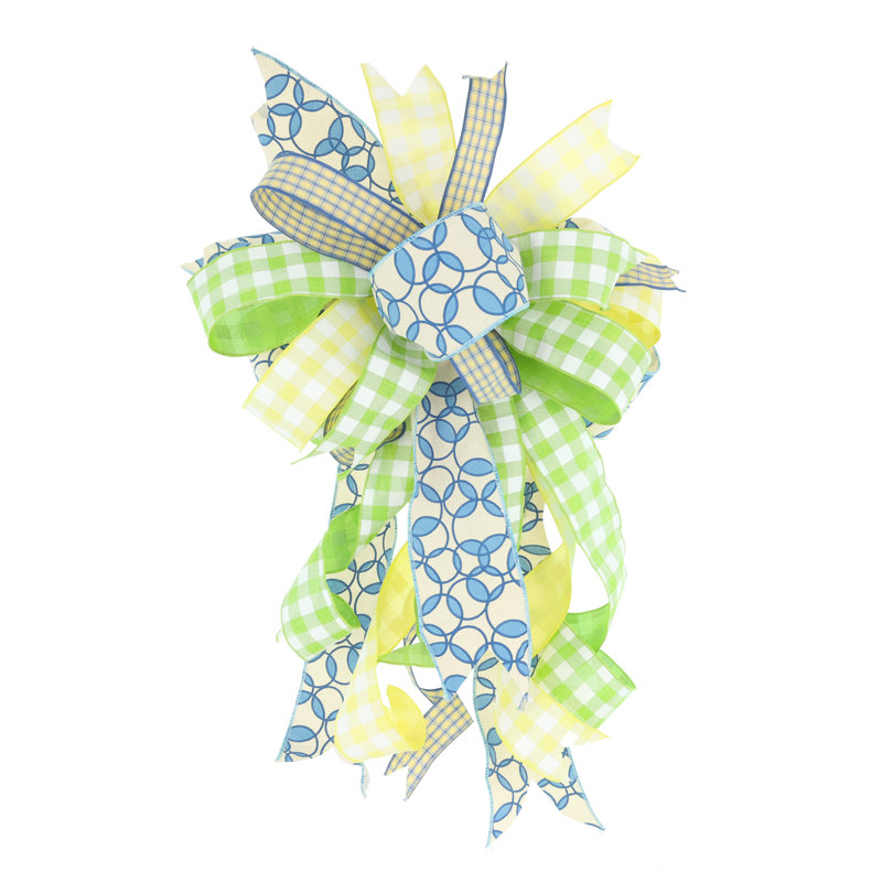 Decorative Spring Bow, Blue/Green/Yellow