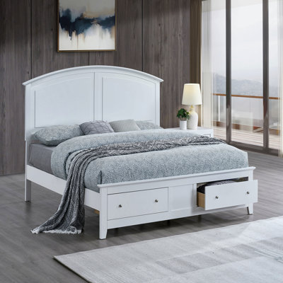Lit plateforme avec tiroirs de rangement sous le lit, tête de lit arquée élégante, aucun sommier requis (matelas non inclus)