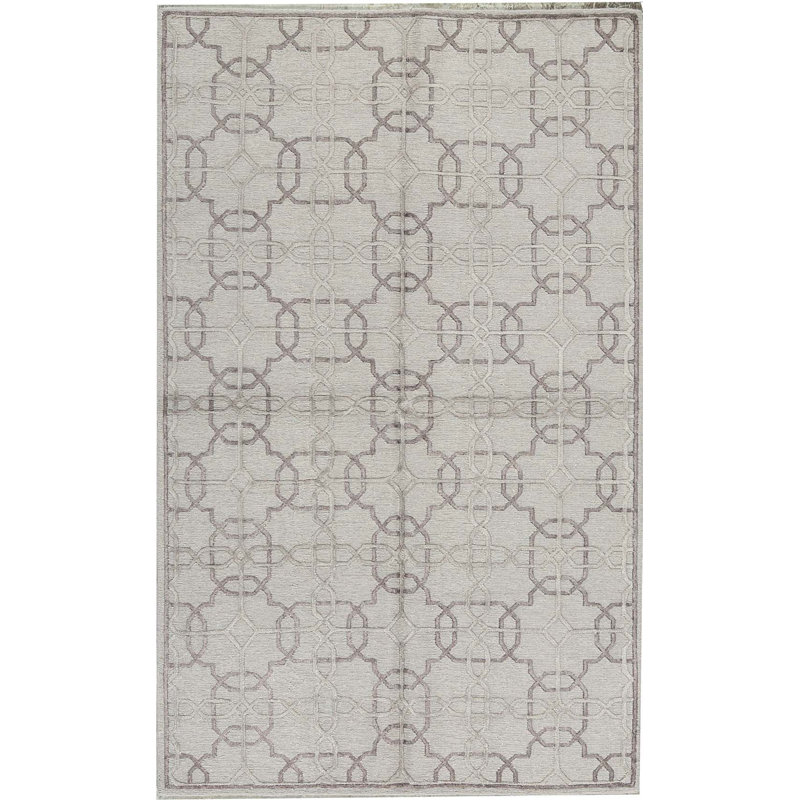Tapis argent noué à la main de haute qualité