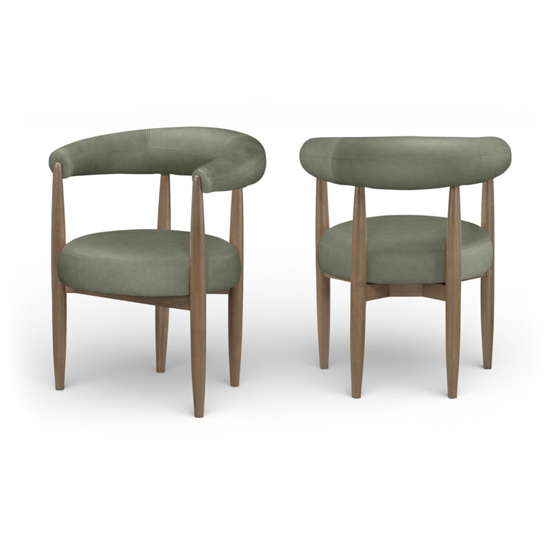 Chaise rembourrée en cuir Sable, Cuir végétalien vert, Brun