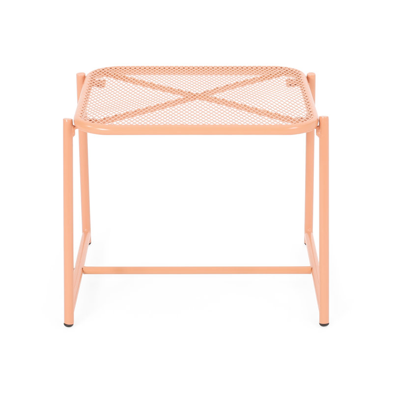 Table d'appoint moderne orange avec bords arrondis de H 16,39 po et conception en maille, l 19,19 po x P 17,56 po