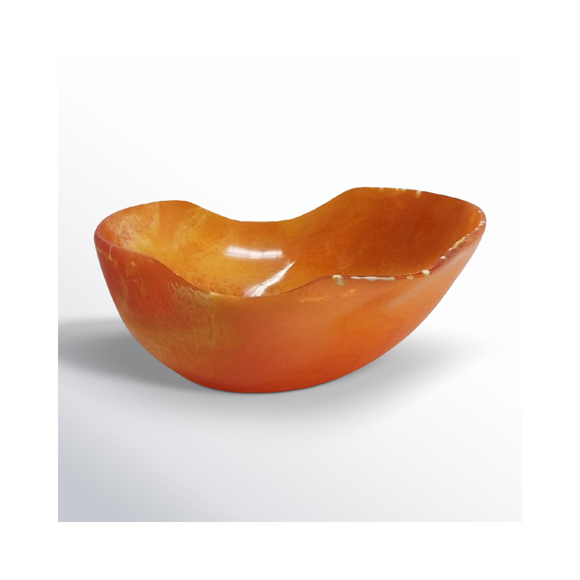 Small Large Fruit Bowl Orange Resin Dia 13.3", Orange