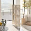 HOMCOM 3 Panel Privacy Screens with Palm Leaf Design, Natural Wood Finish