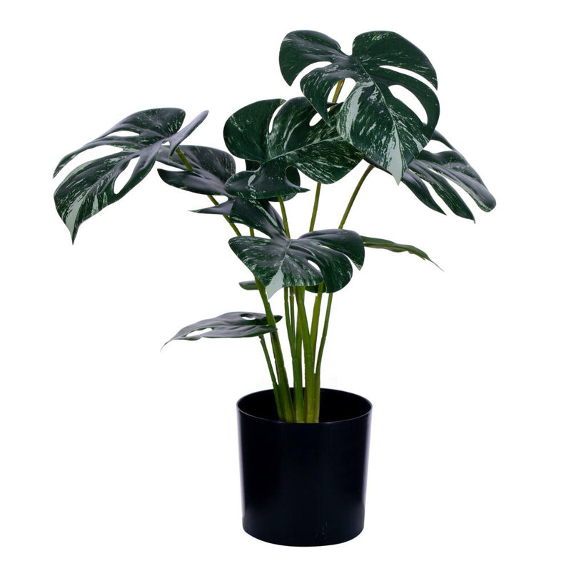  Plante artificielle verte 15 po Monstera. Sans entretien.