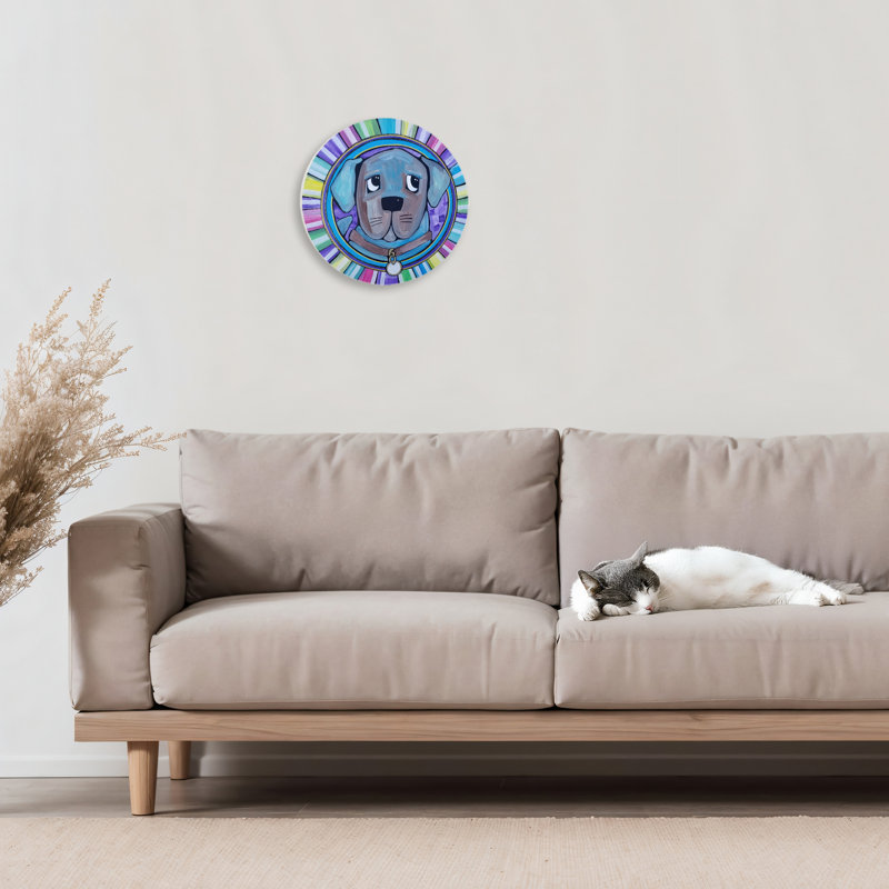 Happy Blue Dog Portrait Wall Plaque, design by Nettie Price